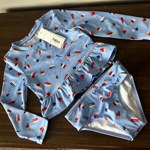 Janie and Jack Blue Ice Cream Print Swim Set